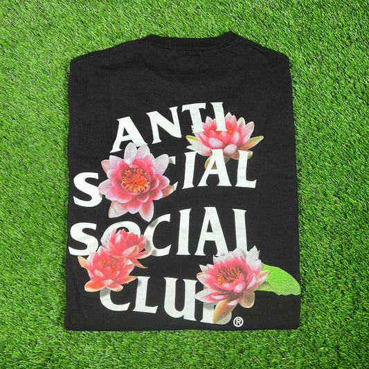 Anti Social Social Club Flower Black Tee Size Medium USED x15312