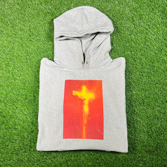 Supreme Andes Serrano Piss Christ Grey Hoodie (2017) Size Large USED x15628
