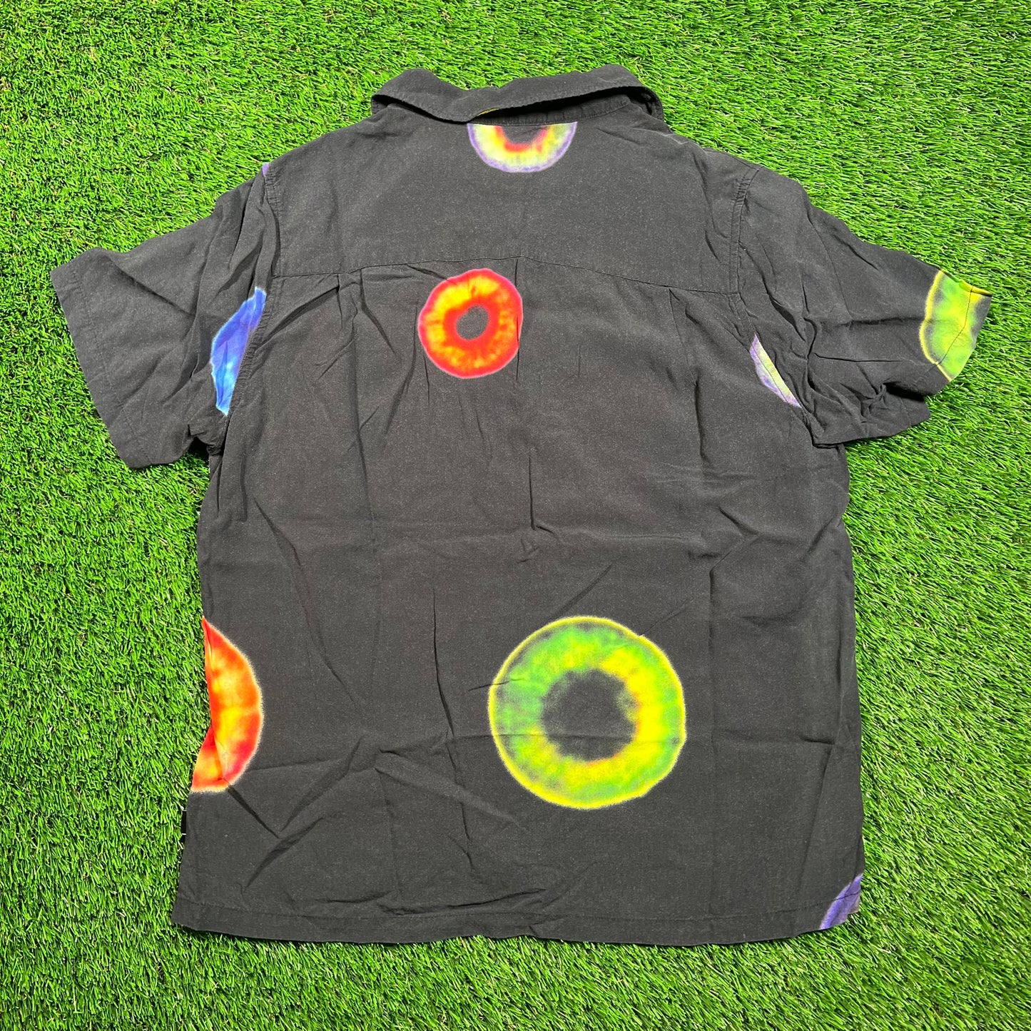 Stussy Black Iris Button Up Shirt Size Small USED x16624