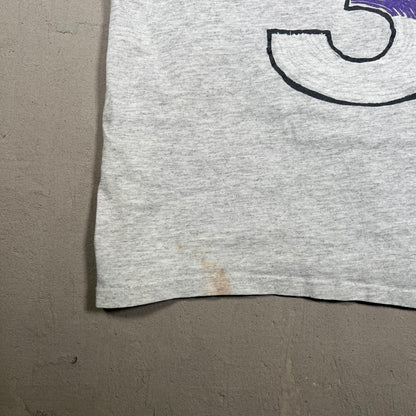 1995 Go Long Taz Football 3/4 Sleeve Grey Tee Size Large USED v19253