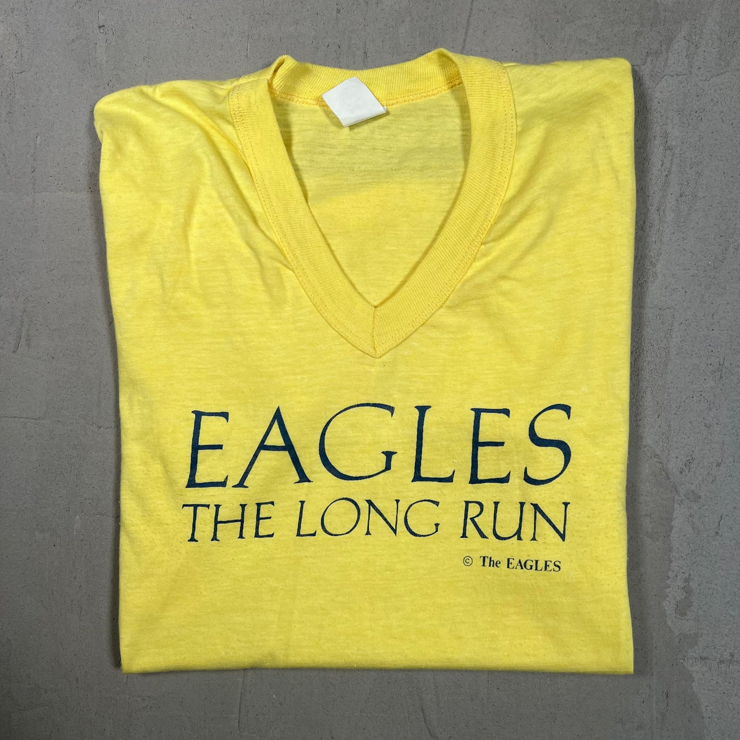 1980s Eagles The Long Run Yellow Tee Size Large USED v17087