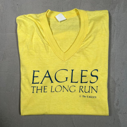 1980s Eagles The Long Run Yellow Tee Size Large USED v17087