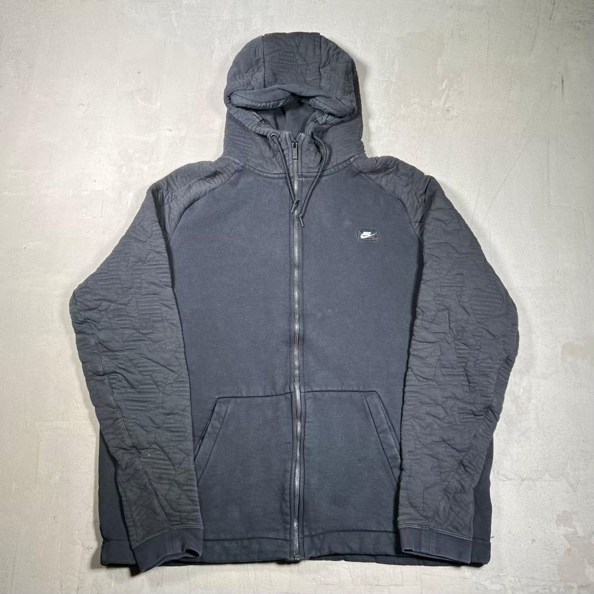 Nike Tech Patched Sleeve Black Zip Up Hoodie Size 3XL USED v20249