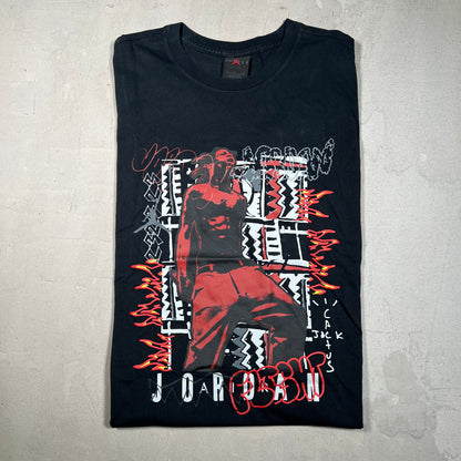 Travis Scott Jordan Flame Black Tee Size Small NEW x1122