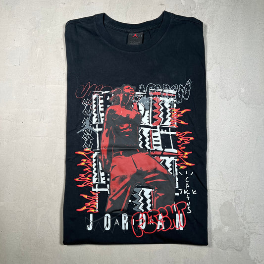 Travis Scott Jordan Flame Black Tee Size Small NEW x1122