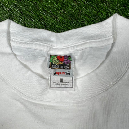 Y2K Osama You Can Run But Cant Hide White Tee Size Large USED v16750