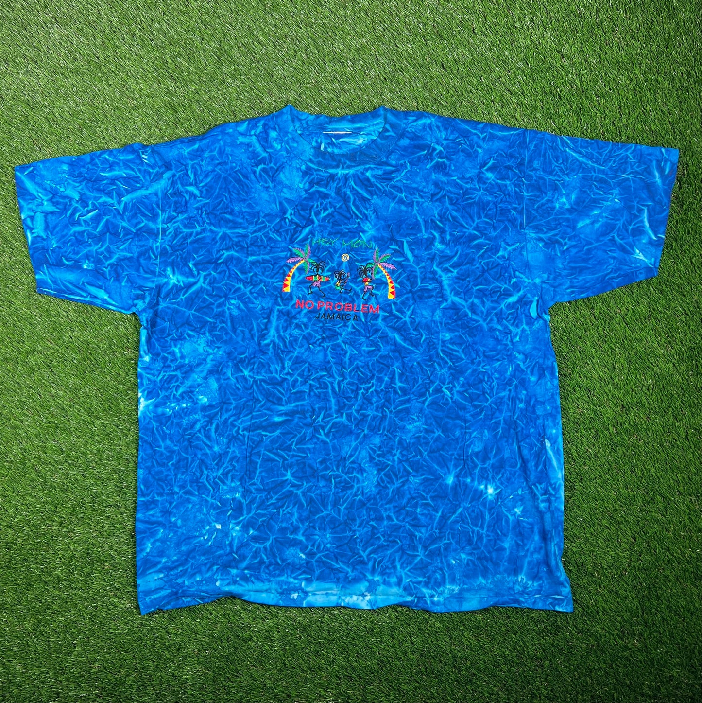 1990s Jamaica Water Pattern Tee Size XL USED v17539
