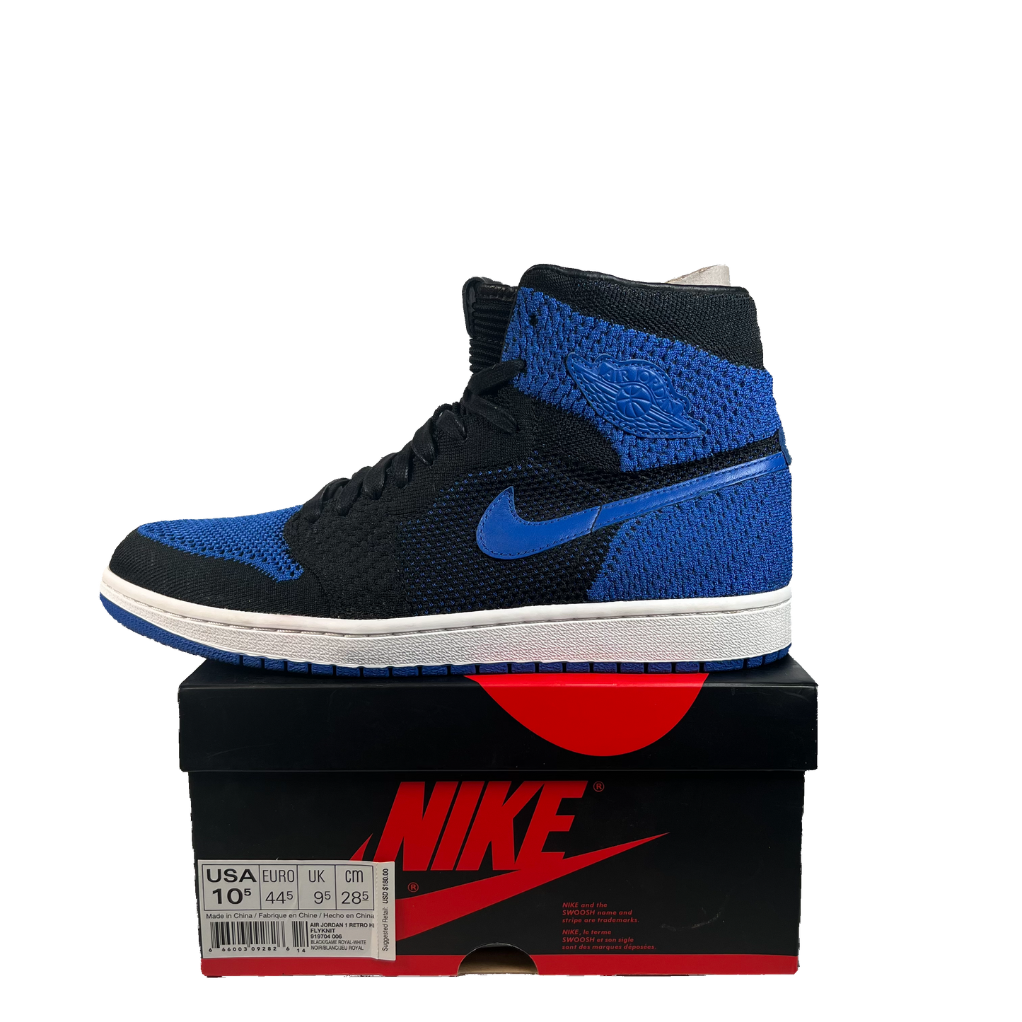 Jordan 1 High Flyknit Royal (2017) Size 10.5 USED s22444