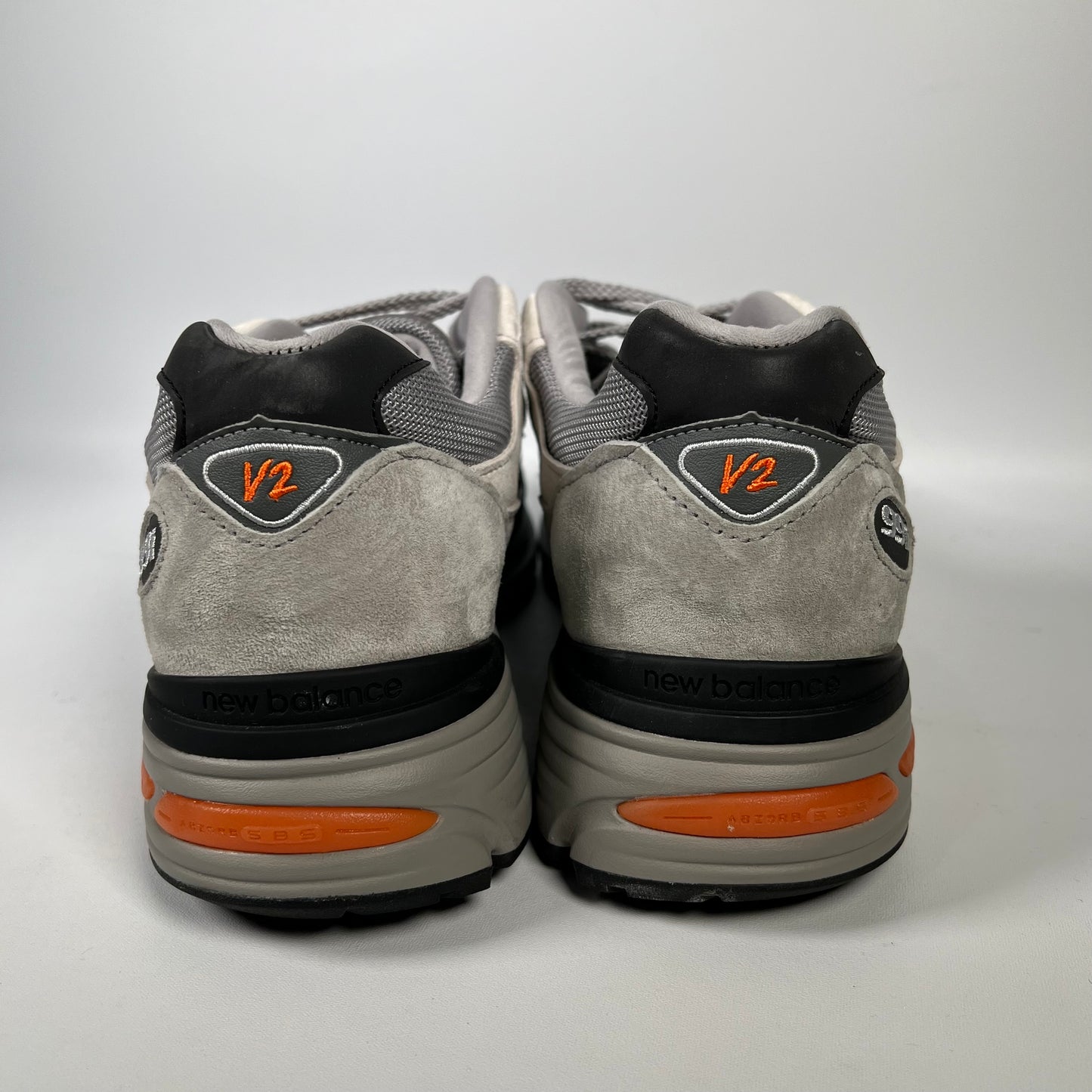 New Balance 991v2 Pelican Grey Orange (2024) Size 11.5 USED s18383