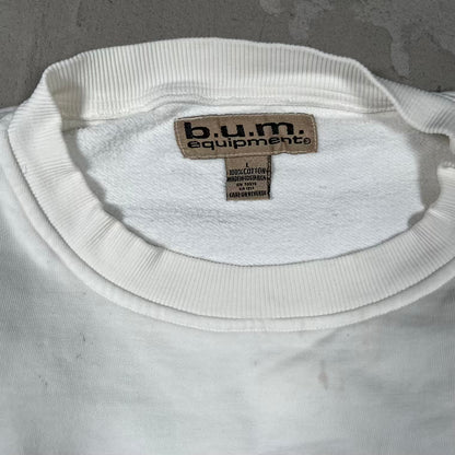 1994 BUM Equipment White Crewneck Size Large USED v20330