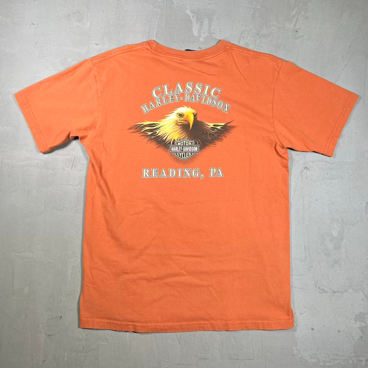 2008 Harley Davidson "105 Years" Orange Tee Size Large USED v20406