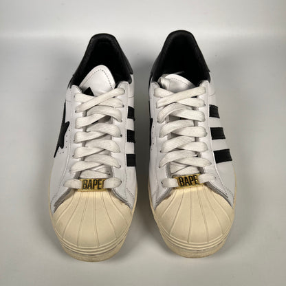Adidas x Bape Superstar 80s White Black (2021) Size 7.5 USED s17838