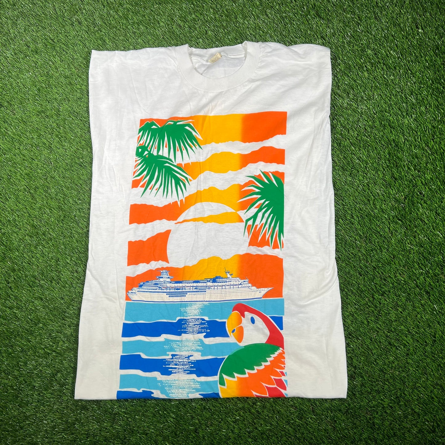 1990s "Sovereign of the Seas" White Tropical Cruise Ship Tee Size 3XL