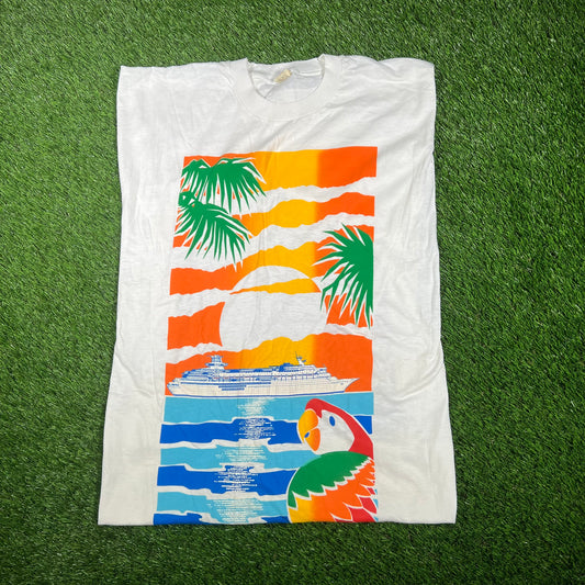 1990s "Sovereign of the Seas" White Tropical Cruise Ship Tee Size 3XL