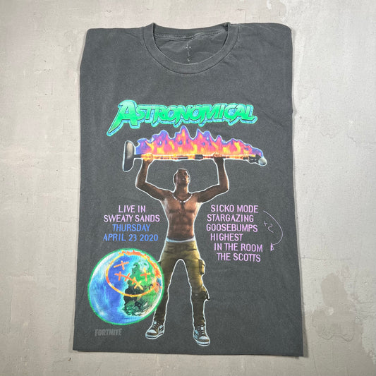 Travis Scott Fortnite Astronomical Grey Tee Size Large USED x16968