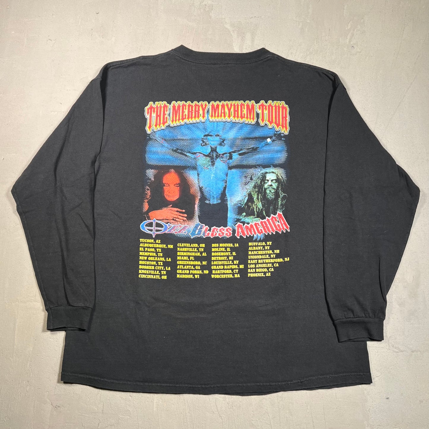 2001 Ozzy Osbourne Rob Zombie Merry Mayhem Tour Black Longsleeve Size XL USED v19458