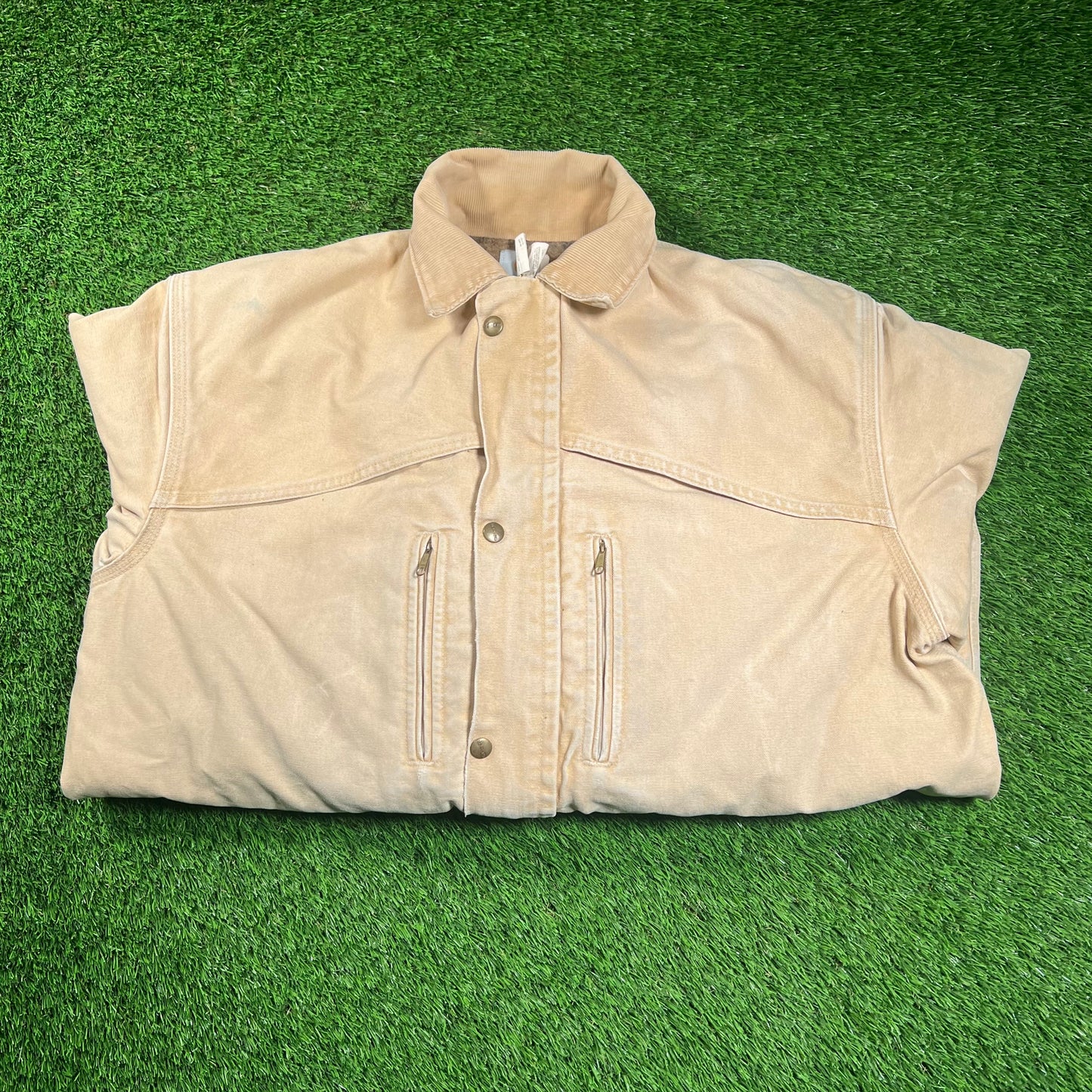 1990s Carhartt Union Made Khaki Field Coat Size Large USED
