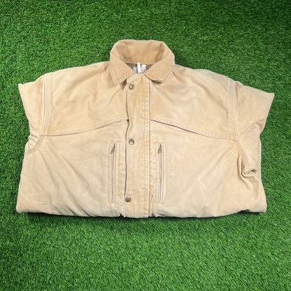 1990s Carhartt Union Made Khaki Field Coat Size Large USED