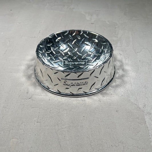 Supreme Silver Diamond Plate Dog Bowl USED x16271
