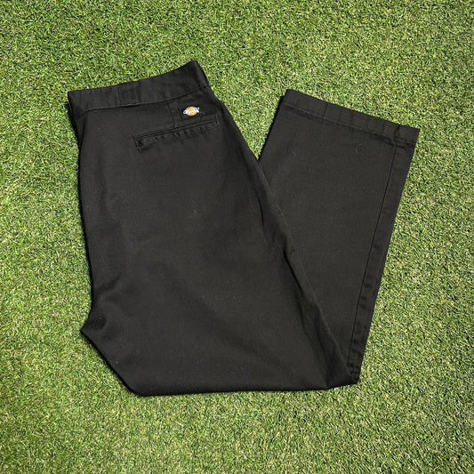 Dickies Wide Leg Black Work Pants Size 38 USED v16086