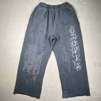 Travis Scott Cactus Jack Utopia Flame Washed Black Sweatpants Size XXL USED x18373