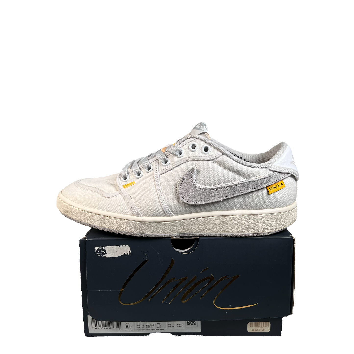 Jordan 1 Low Union White Canvas (2023) Size 8.5 USED s22302
