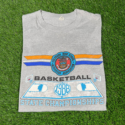 1988 Colorado High School Grey State Championship Tee Size Large USED v16644