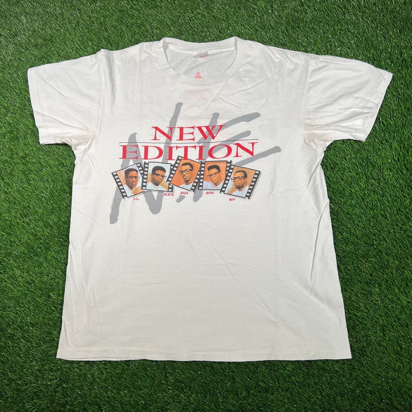 1989 New Edition Heat Wave Tour White Tee Size XL USED v18108