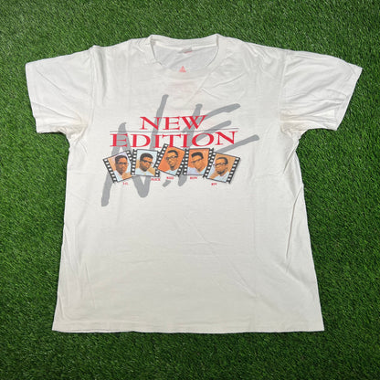 1989 New Edition Heat Wave Tour White Tee Size XL USED v18108