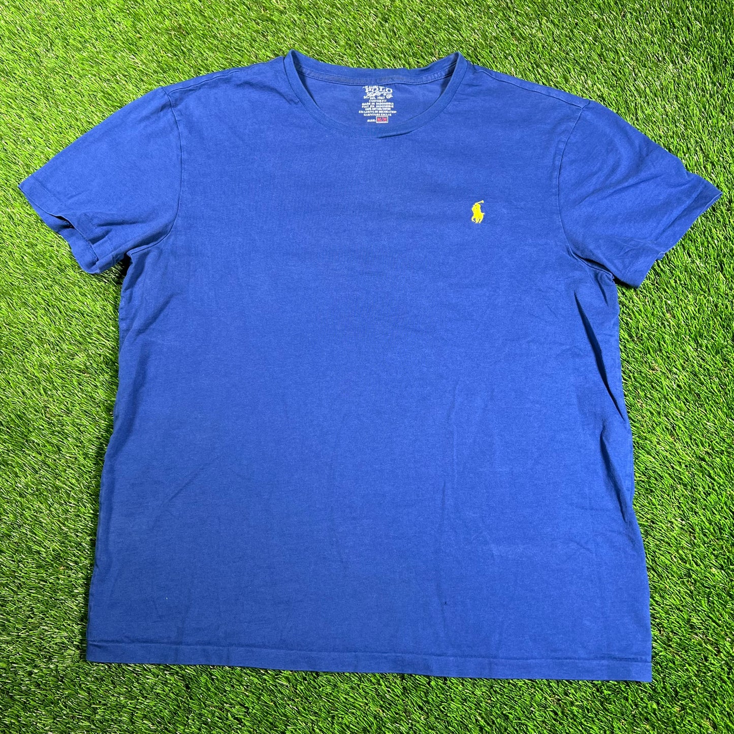 Polo Ralph Lauren Blue/Yellow Horse Tee Siuze Medium USED v18237