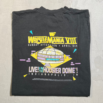 1992 WWF Wrestlemania VIII Black Tee Size Large USED v19562