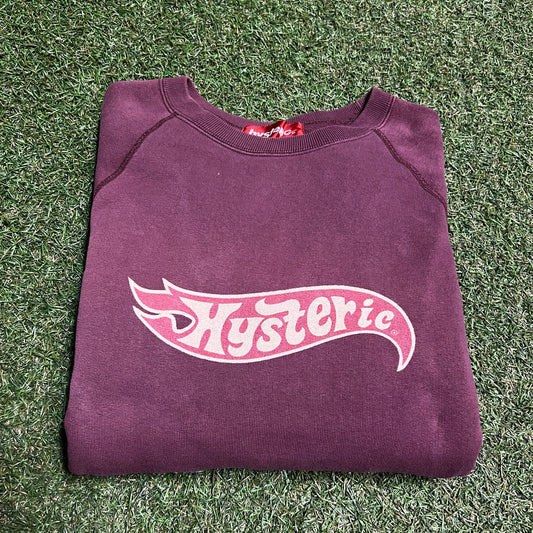 Hysteric Glamour Hot Wheels Logo Burgandy Crewneck Size Medium USED x13923