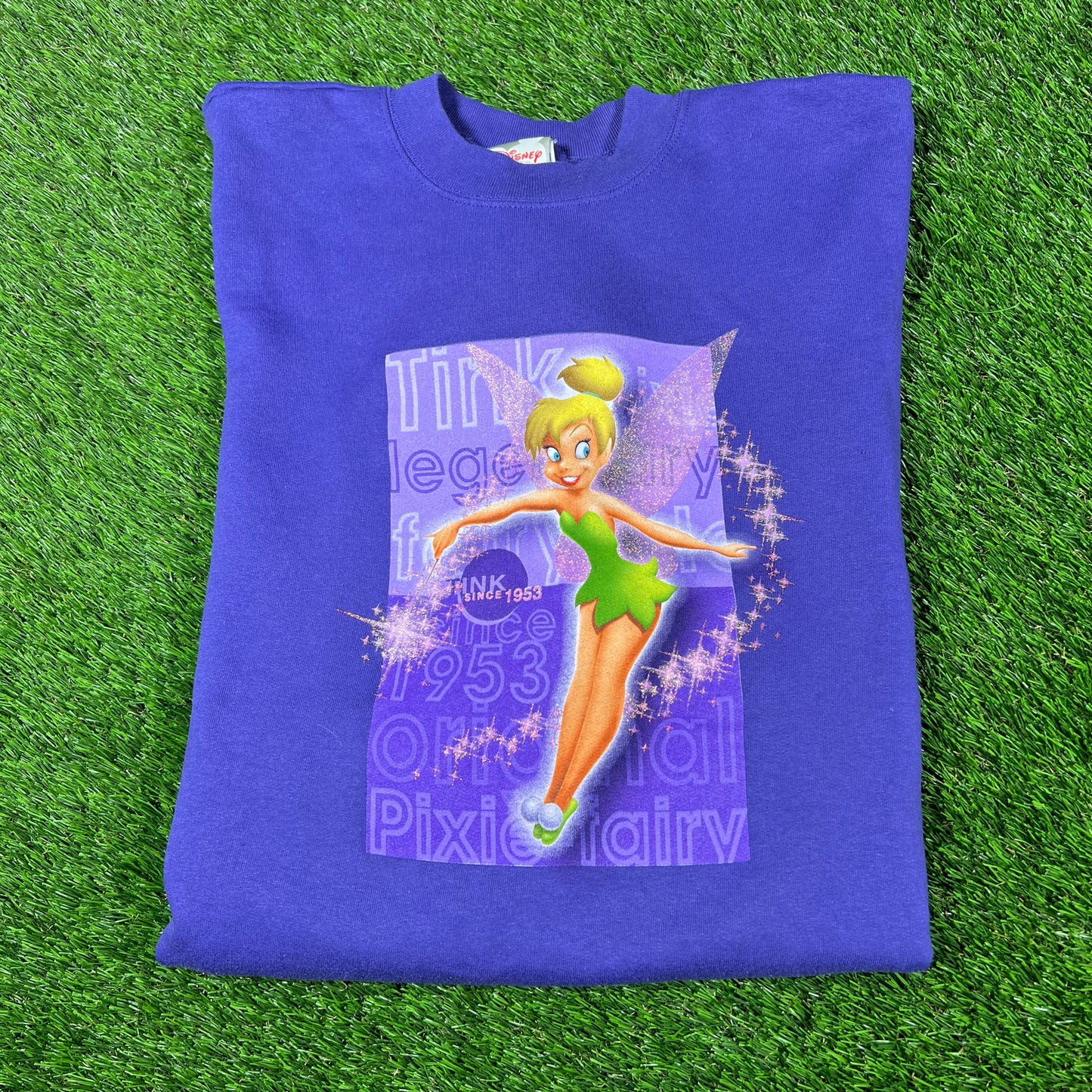 Y2K Tinkerbell Glitter Purple Crewneck Size Medium USED v16949