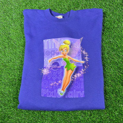Y2K Tinkerbell Glitter Purple Crewneck Size Medium USED v16949