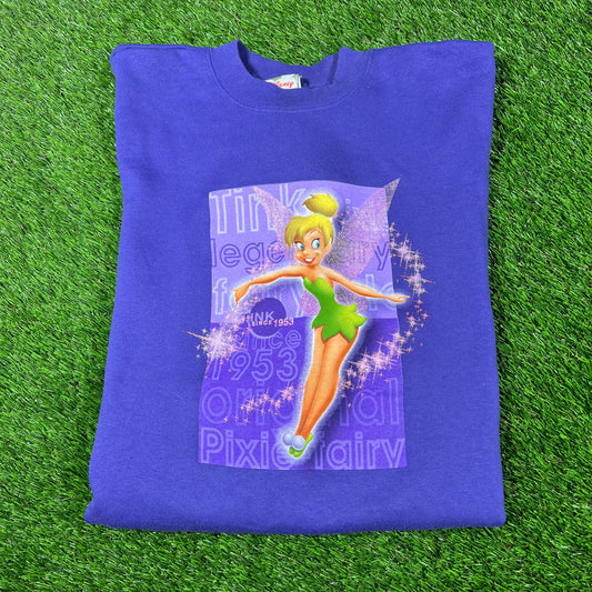 Y2K Tinkerbell Glitter Purple Crewneck Size Medium USED v16949