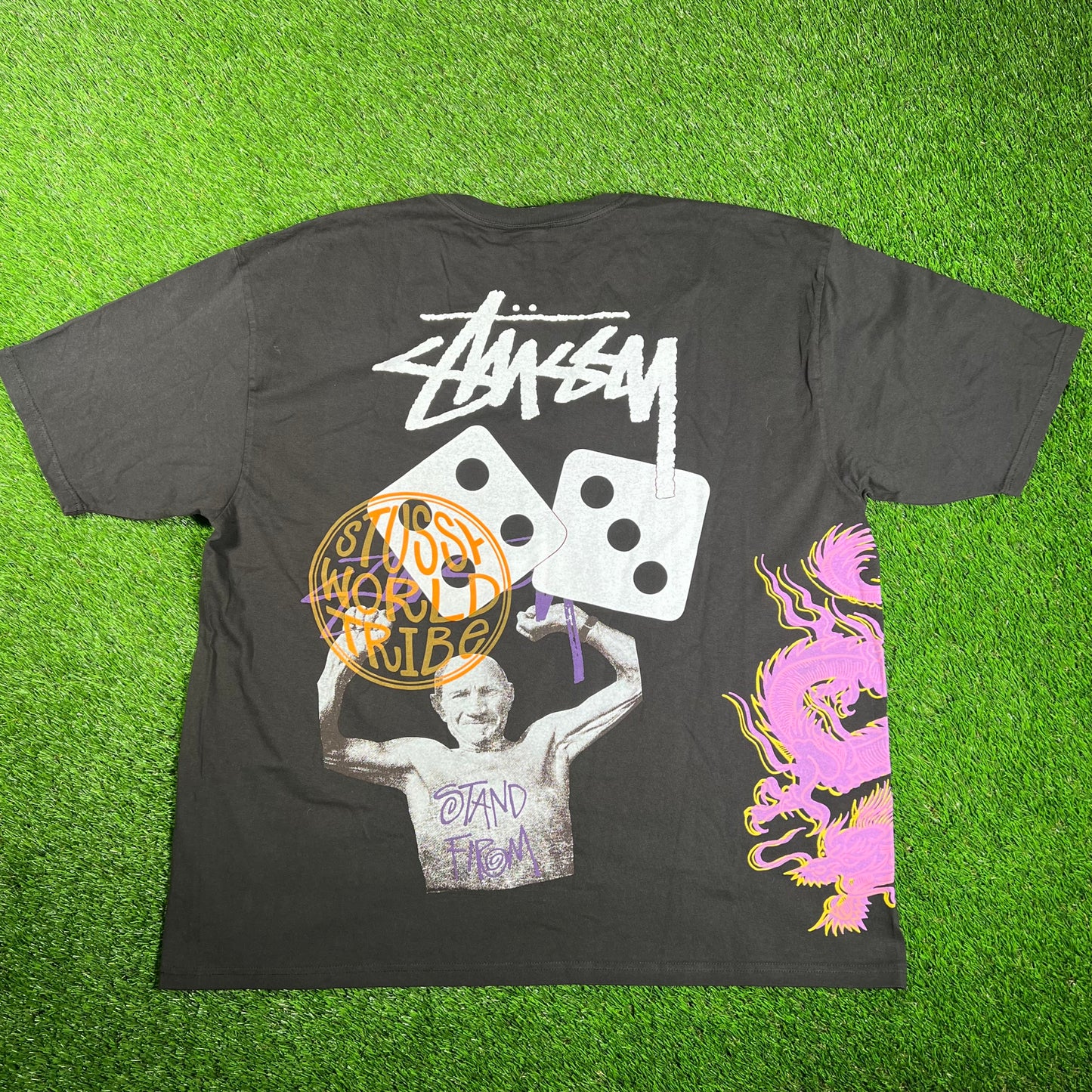 Stussy Strike Pigment Dyed Black Tee Size XXL NEW x15909