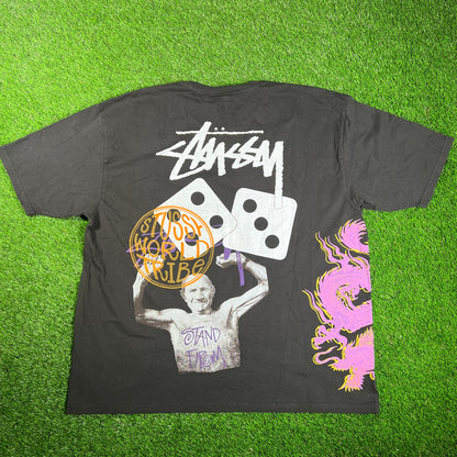 Stussy Strike Pigment Dyed Black Tee Size XXL NEW x15909