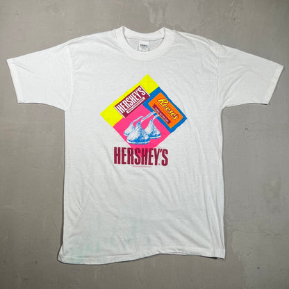 1991 Hersheys Reeses Chocolate White Tee Size Large USED v19225