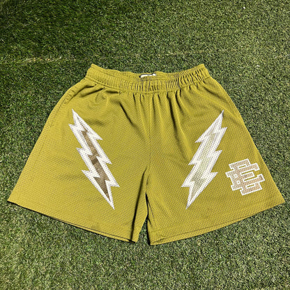 Eric Emanuel Grey Bolt Green Shorts Size Large USED x14168