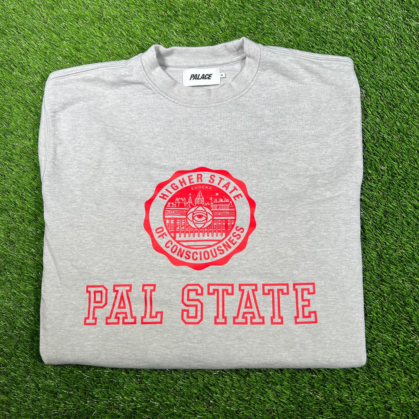 Palace Pal State Higher Consciousness Grey Crewneck Size Medium USED x14976