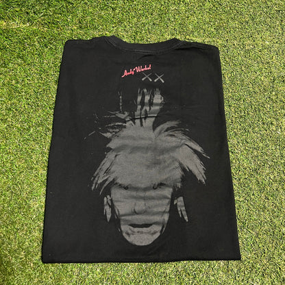 Kaws Andy Warhol Uniqlo Black Tee Size Large USED v16511