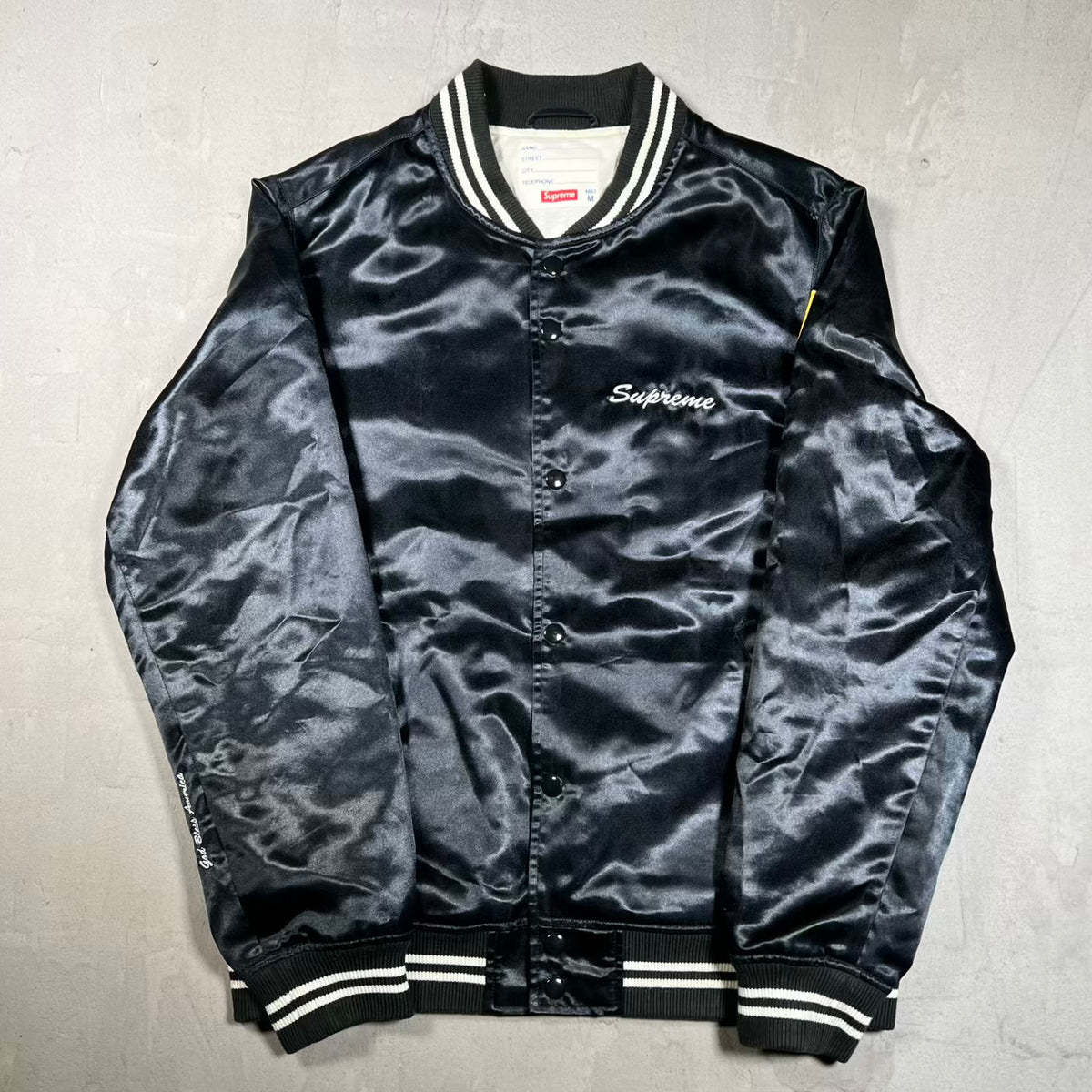 Supreme Satin Club Jacket Black (2015) Size Medium USED x18872