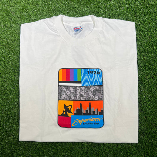 1990s Rockefeller Plaza Experience White Tee Size XL USED v17316