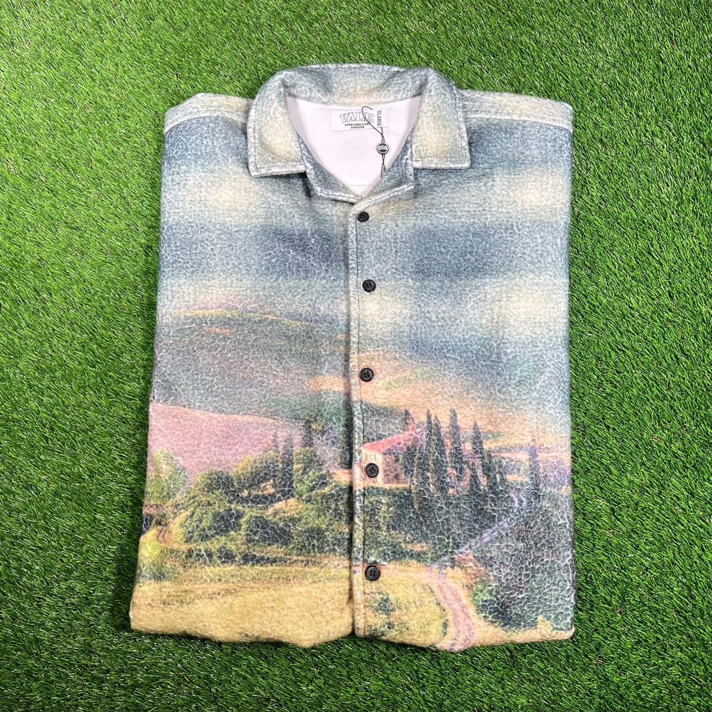 Vale Hillside Sunrise Sherpa Fleece Button Up Size XL NEW x15936