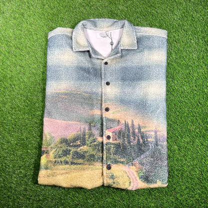 Vale Hillside Sunrise Sherpa Fleece Button Up Size XL NEW x15936