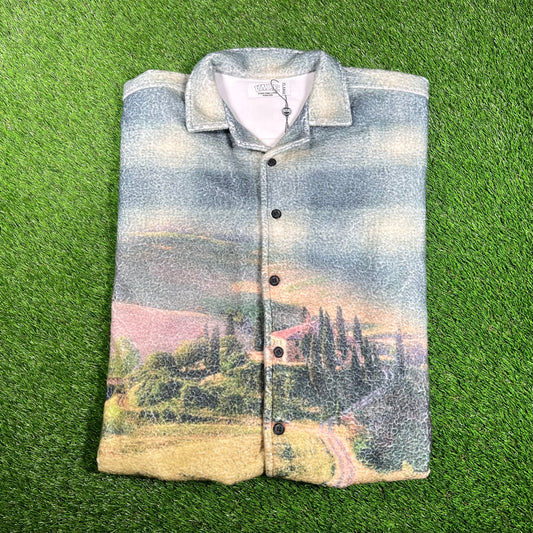 Vale Hillside Sunrise Sherpa Fleece Button Up Size XL NEW x15936