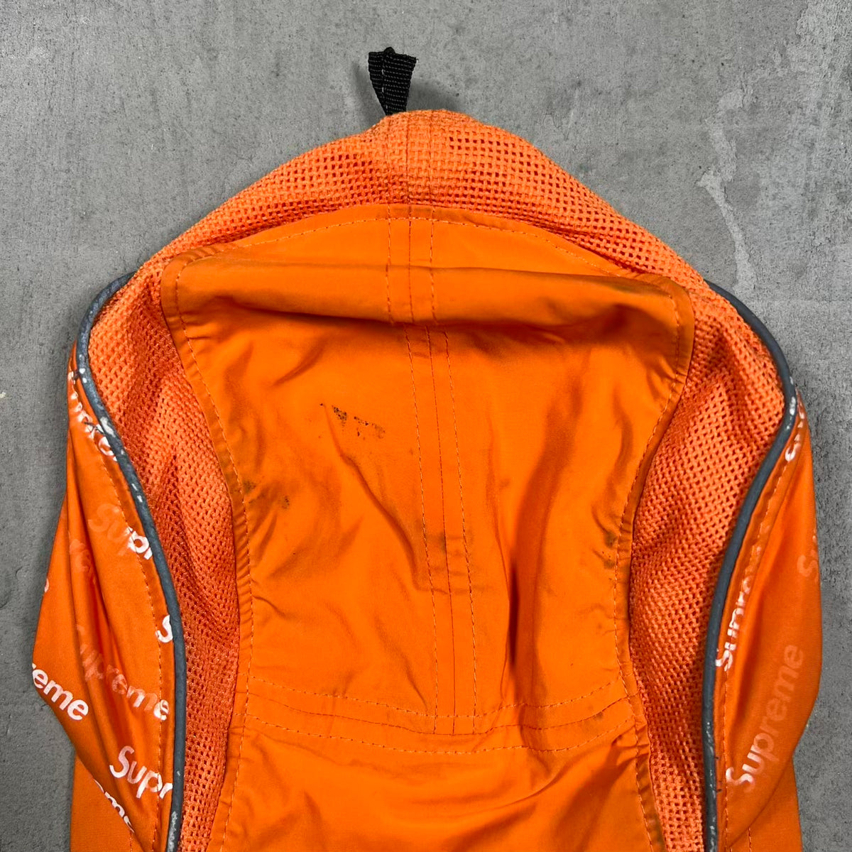 Supreme Diagonal Logo Side Panel Orange Camp Cap (2018) USED x18717