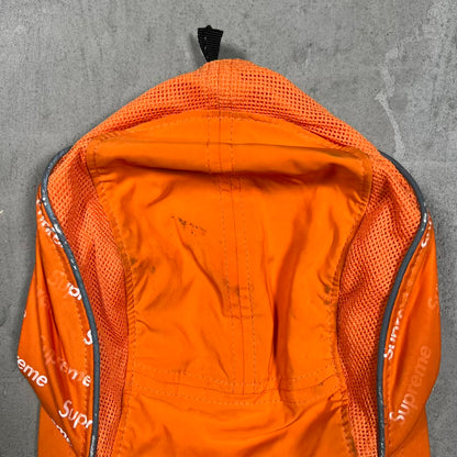 Supreme Diagonal Logo Side Panel Orange Camp Cap (2018) USED x18717
