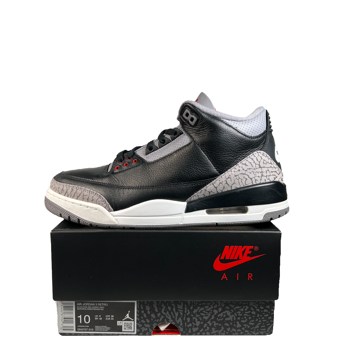 Jordan 3 Black Cement (2024) Size 10 USED s23099