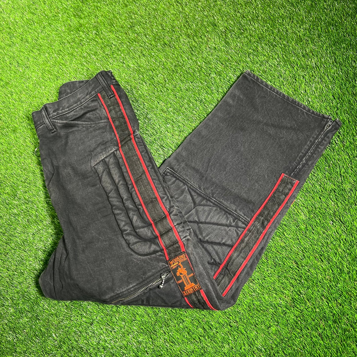 Kapital Black Denim Kountry Motocross Pants Size 2 (Medium) USED x15666